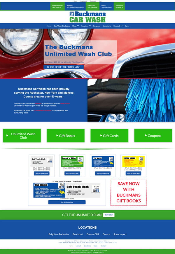 Buckman's Car Wash home page screen print
